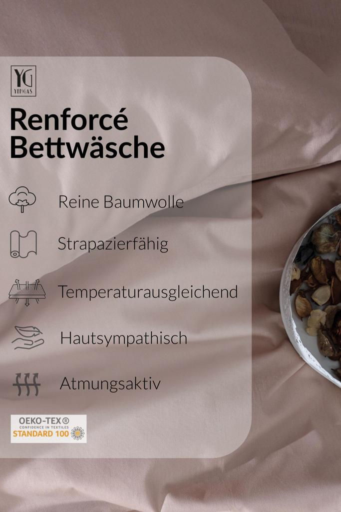 Miniaturbild: YENGAS Bettwäsche mit Reißverschluss, 155x200cm, 100% Baumwolle, Renforcé, beige