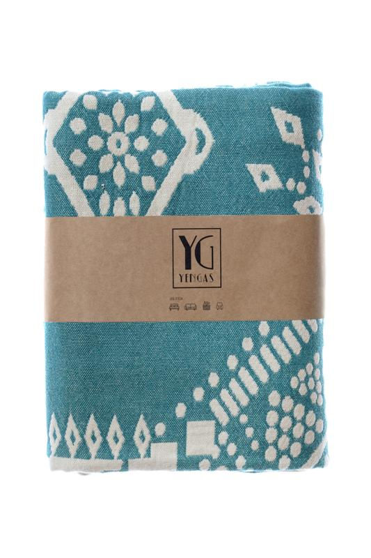 Miniaturbild: YENGAS Sofadecke, 130x170 cm, 100% Baumwolle, Oeko TEX Zertifiziert, petrol