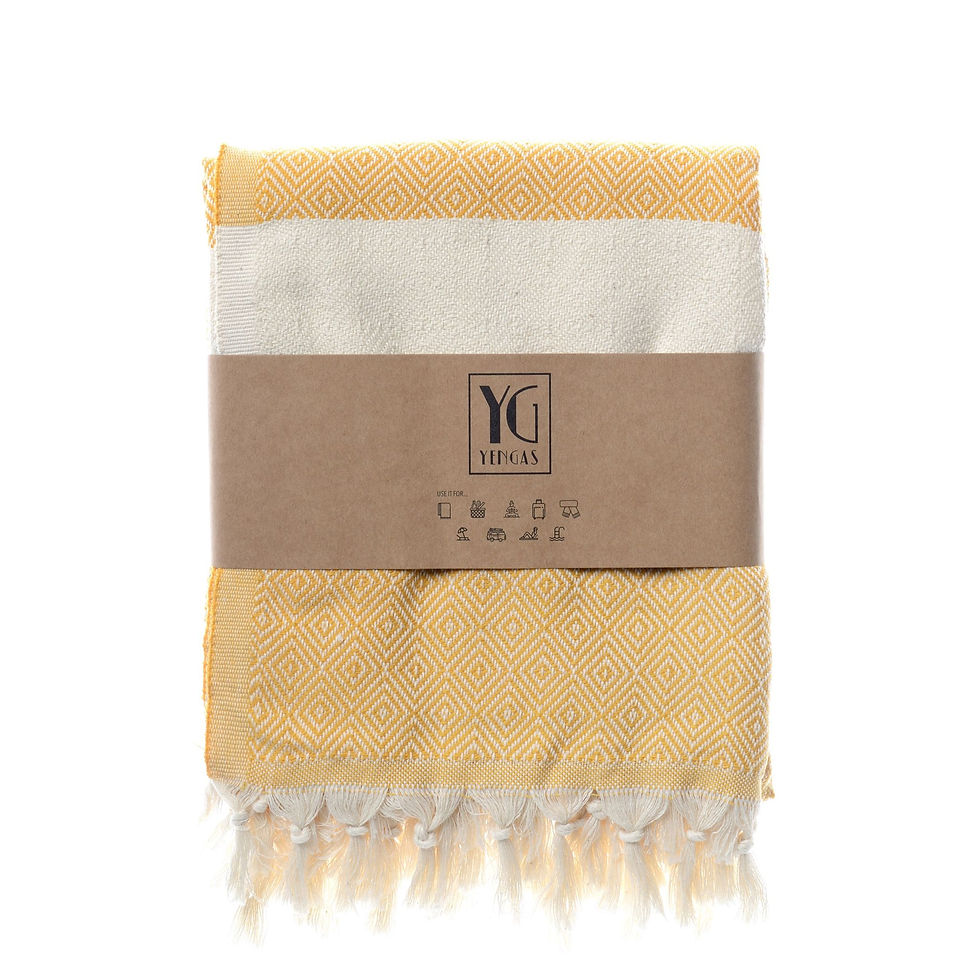 Miniaturbild: YENGAS Schal Damen XXL, 95x175 cm, diamantenmuster, 100% Baumwolle, senfgelb