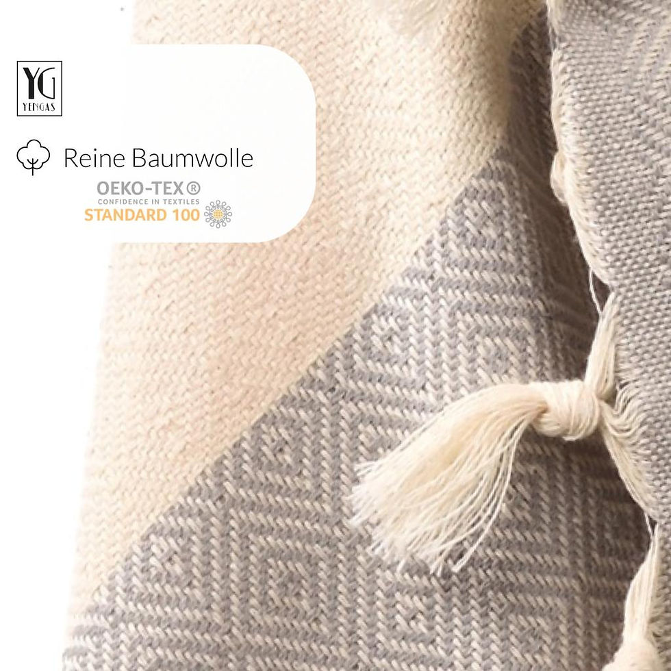 Miniaturbild: YENGAS Schal Damen XXL, 95x175 cm, diamantenmuster, 100% Baumwolle,grau