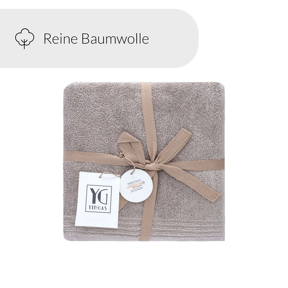 Miniaturbild: YENGAS Premium Badvorleger, 50x70, 2er Set, 100% Baumwolle, Oeko TEX, beige