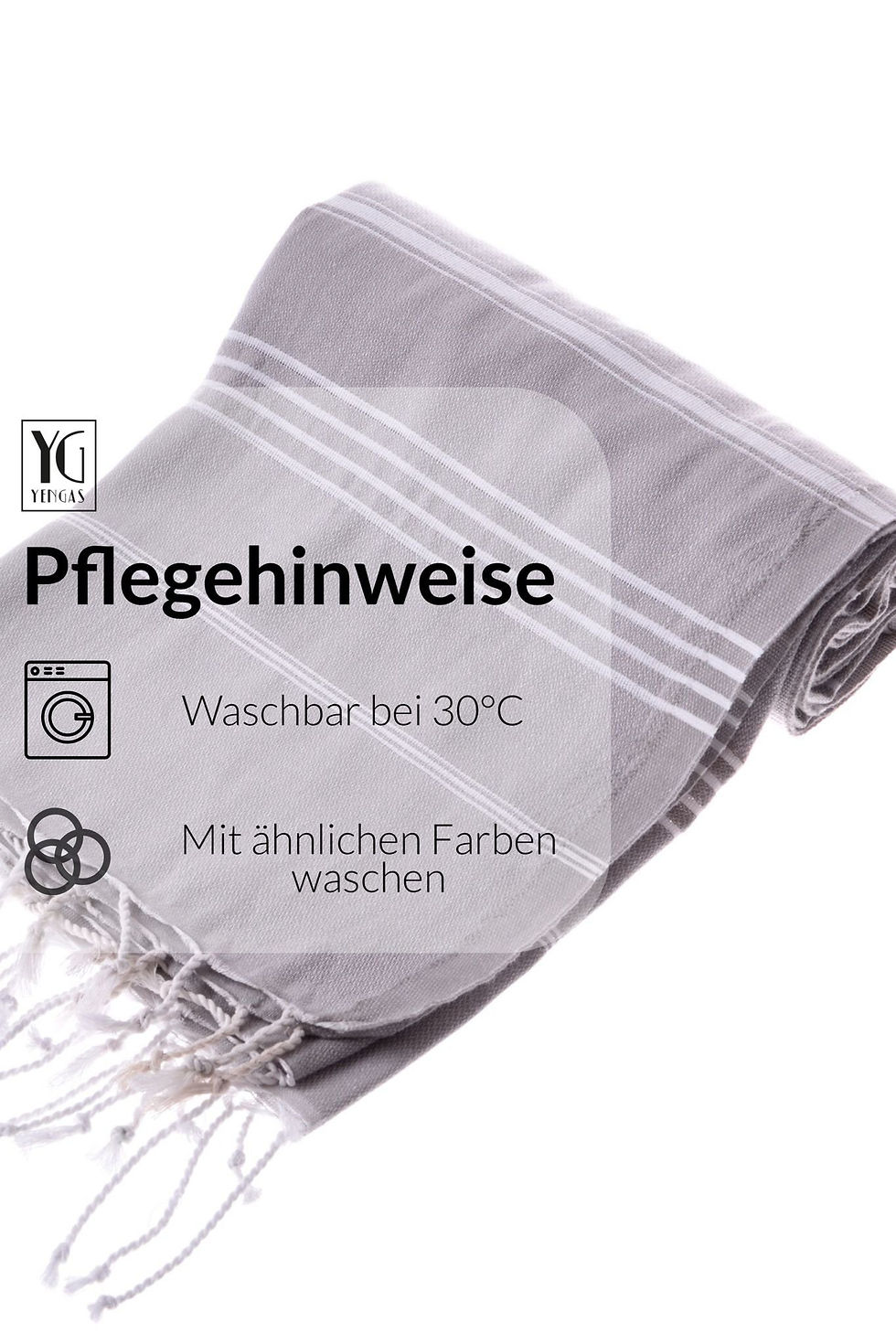 Miniaturbild: YENGAS Strand-/Saunatuch, 95x175cm, 100% Baumwolle, Oeko TEX Zertifiziert, grau