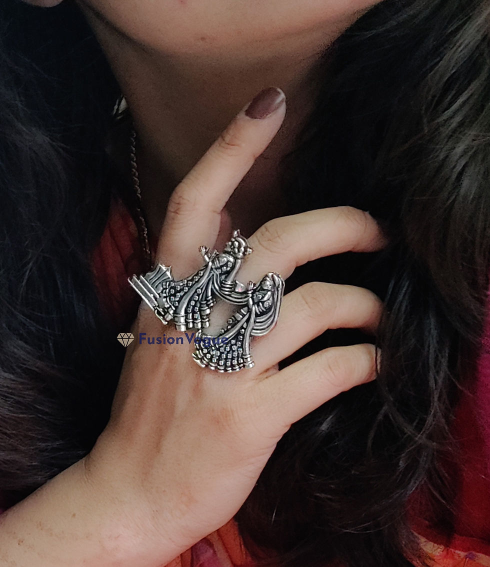 Thumbnail: Oxidized German Silver Adjustable Finger Ring -07