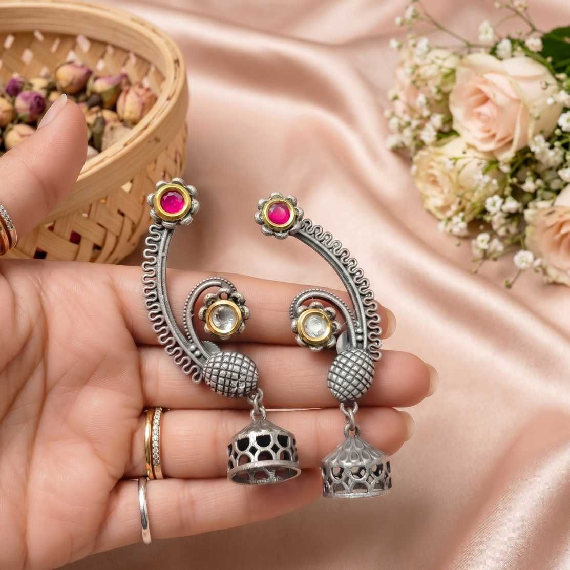 NEEL Silver Replica Fusion Earcuff Earrings fusion vogue