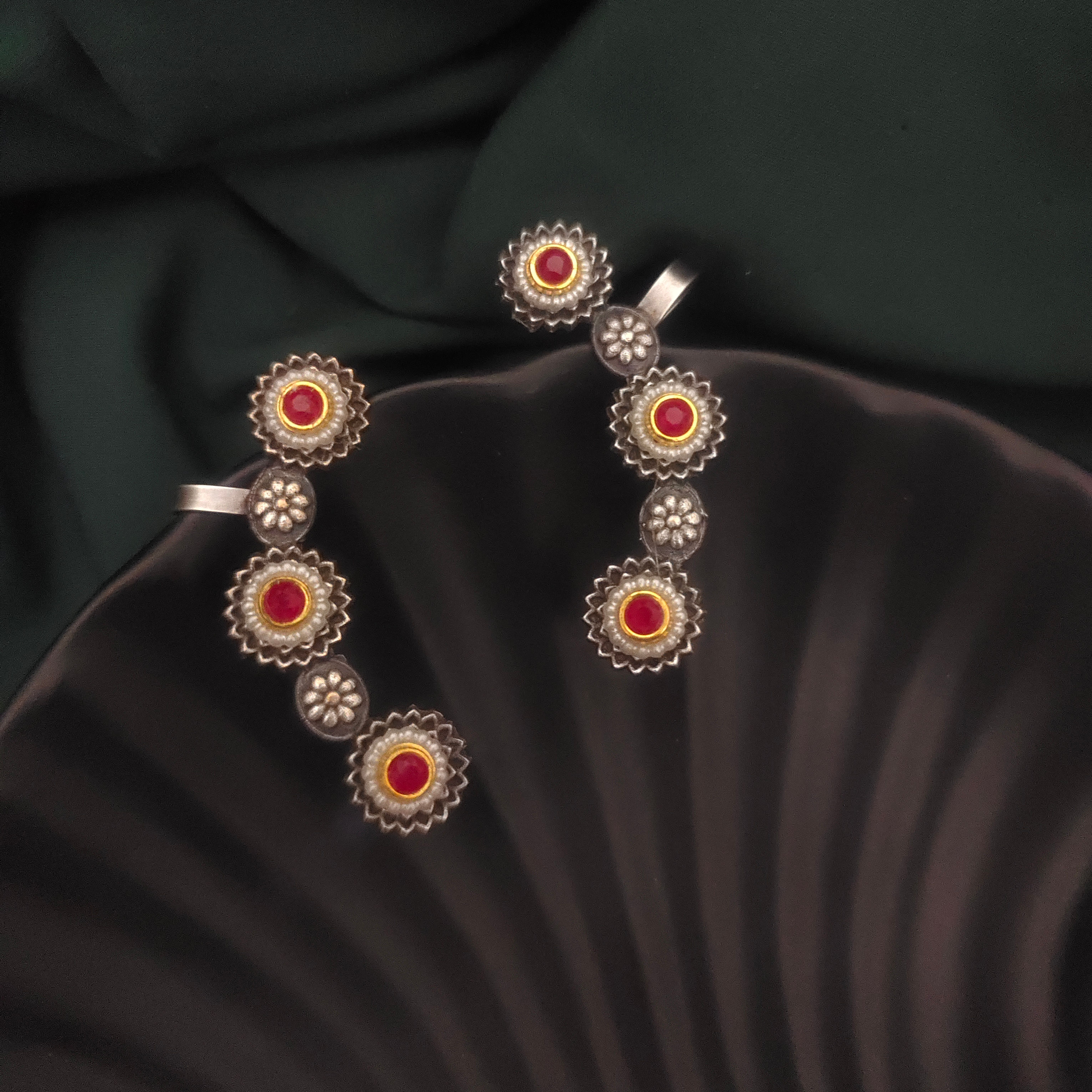 VASUNDHARA Silver Replica Earcuff Earrings