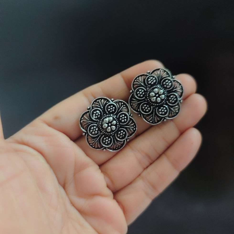 Thumbnail: ANUSHKA Oxidised Stud Earrings -01 fusion vogue