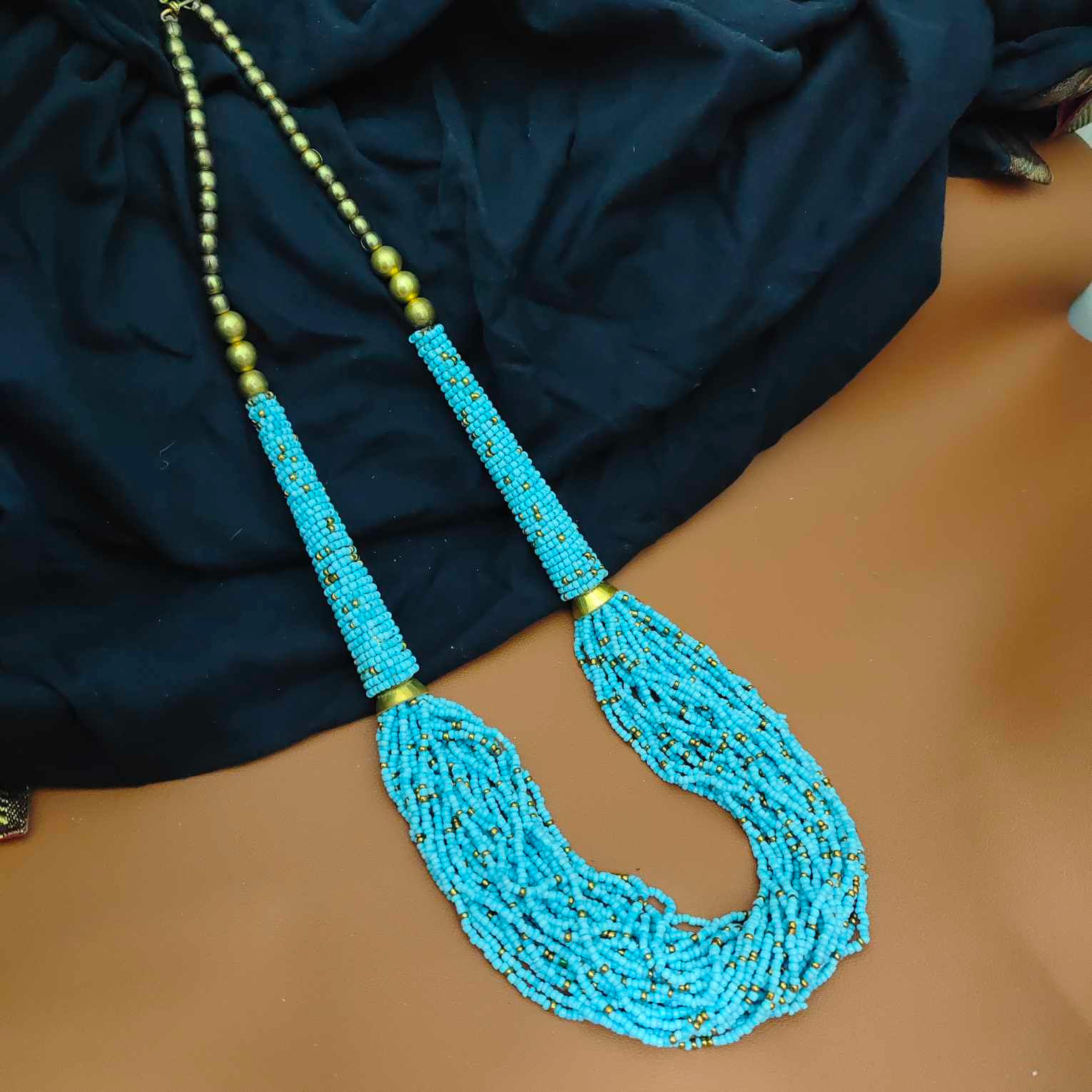 Bohemian Turquoise Beaded Layered Necklace fusion vogue