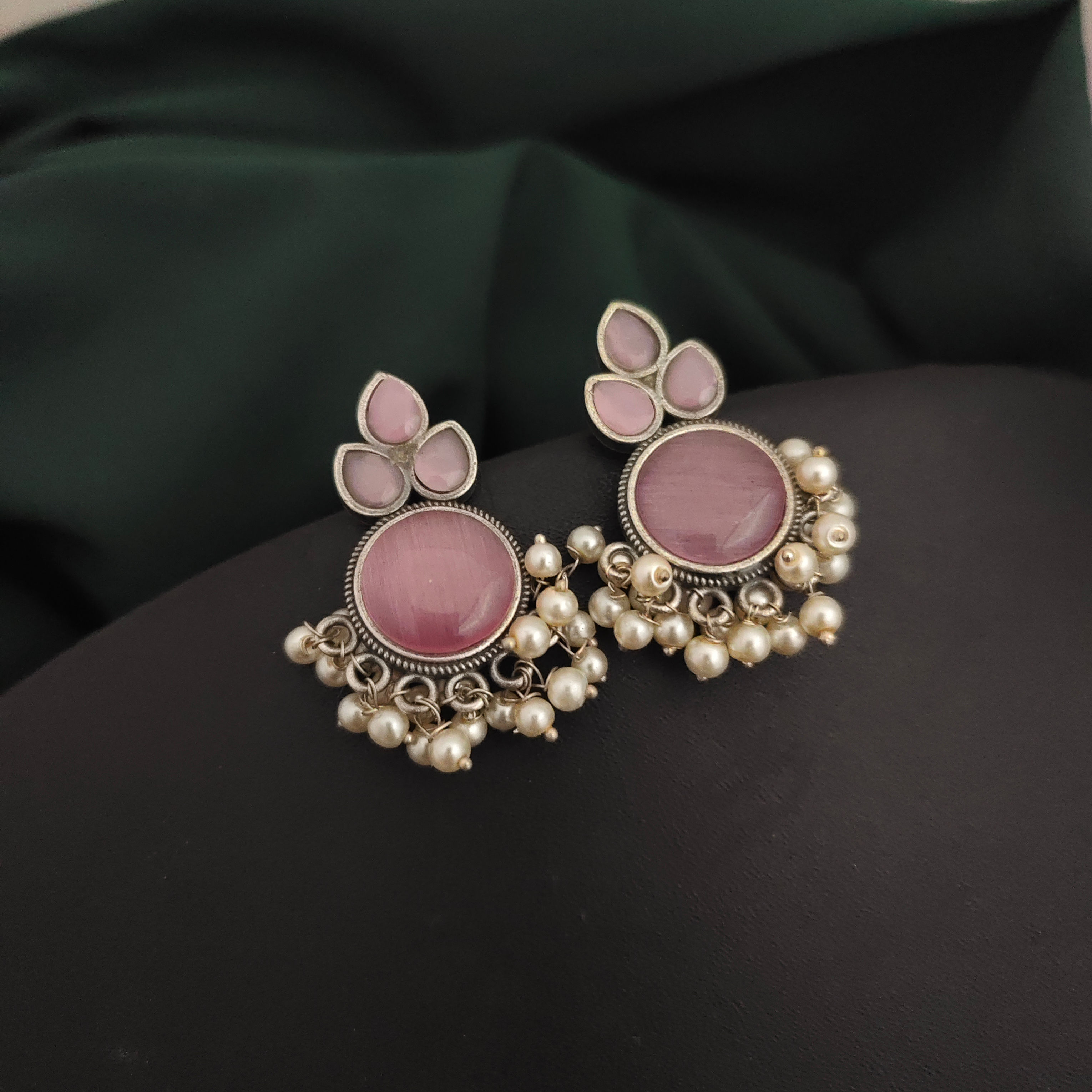 Monalisa Stone Silver Lookalike Stud Earrings- 08