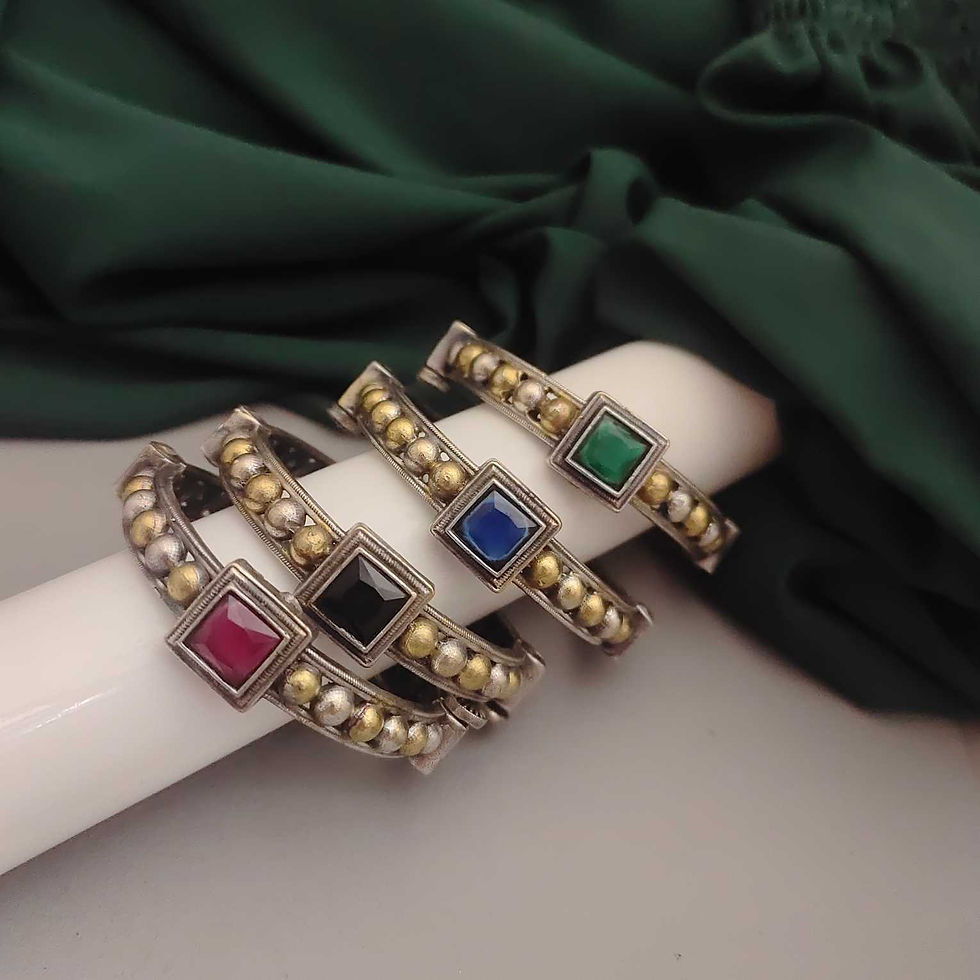 PURNIMA Bohemian Antique Gold Bead & Gemstone Kada fusion vogue