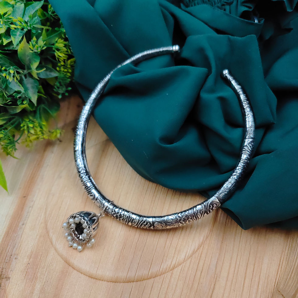 Oxidised Jhumki Halsi Necklace