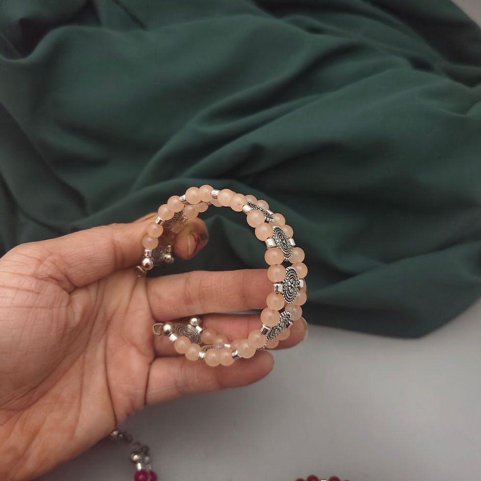 Thumbnail: Oxidised Adjustable Beads Bracelet