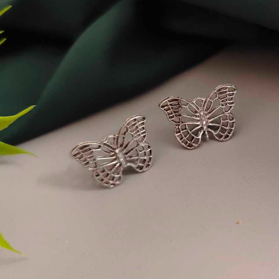 BUTTERFLY Oxidised Stud Earrings fusion vogue