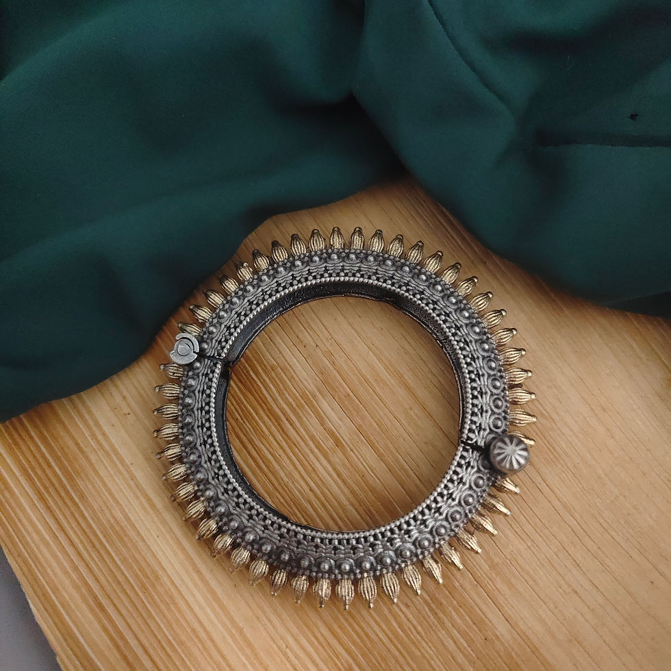 Thumbnail: FAIZA Oxidised Two tone Silver Replica Bangle
