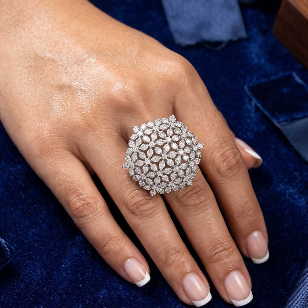 INDALI Majestic American Diamond Dome Cocktail Ring