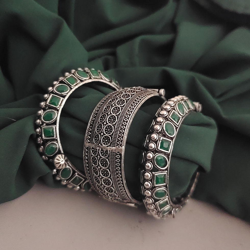 Oxidised Bangles Set of 3 pc - Green