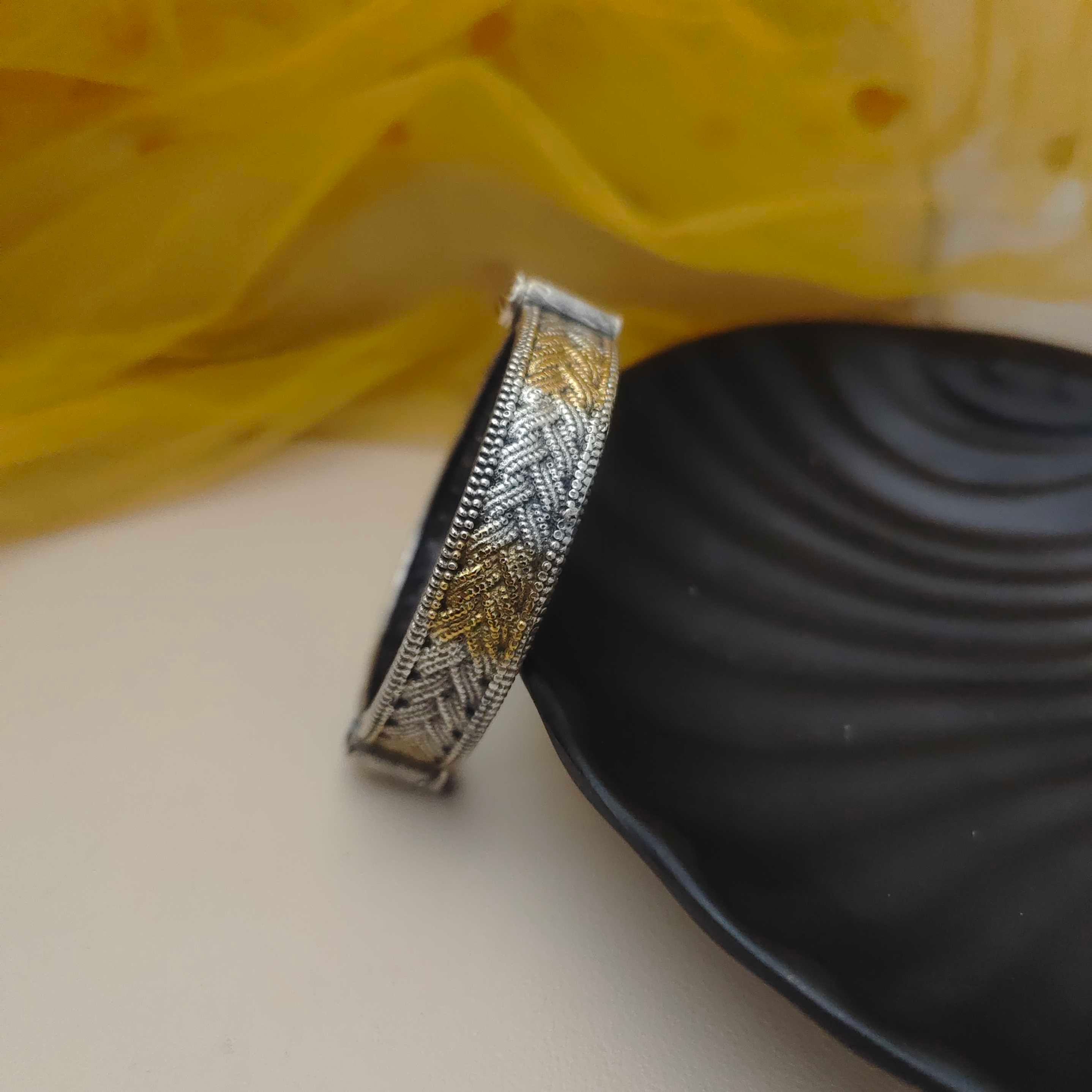 Braided Bangle in Oxidised Silver with Interlocking Weave fusion vogue