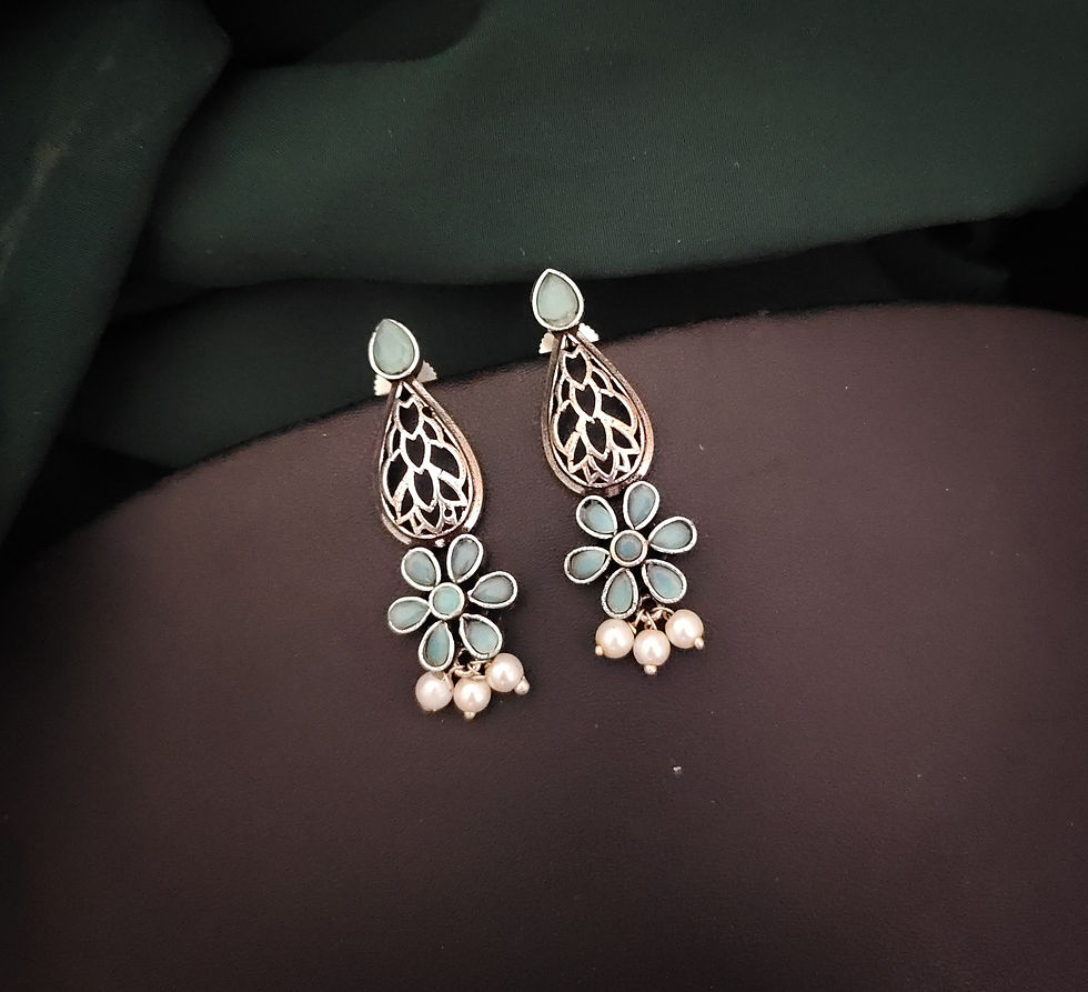 Silver Lookalike Stud Earrings - Mint