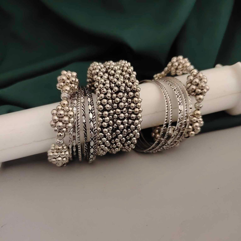 Thumbnail: RUDRAVI Oxidised Ghungroo Bangle Stack fusion vogue