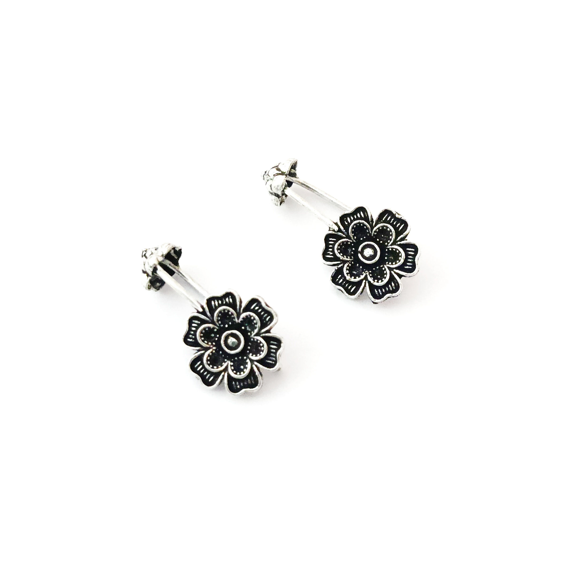 Oxidised Antique Silver Plated Bugadi Earrings Earclips 05