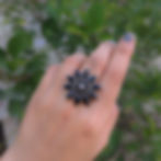 Oxidised Stone Adjustable Ring - Black