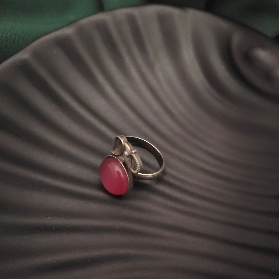 Silver Lookalike Elephant Adjustable Ring - Orange