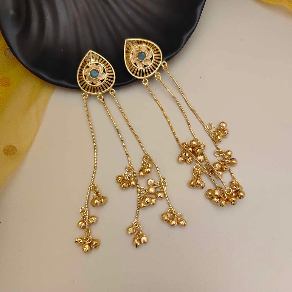 Thumbnail: IRAJA Gold Replica Drop Kashmiri Earrings Fusion Vogue