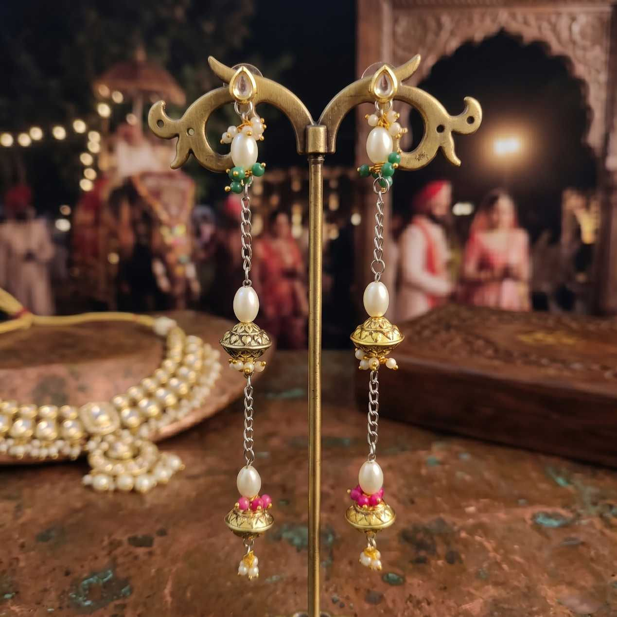 NANDA Dual Tone Kashmiri Earrings fusion vogue