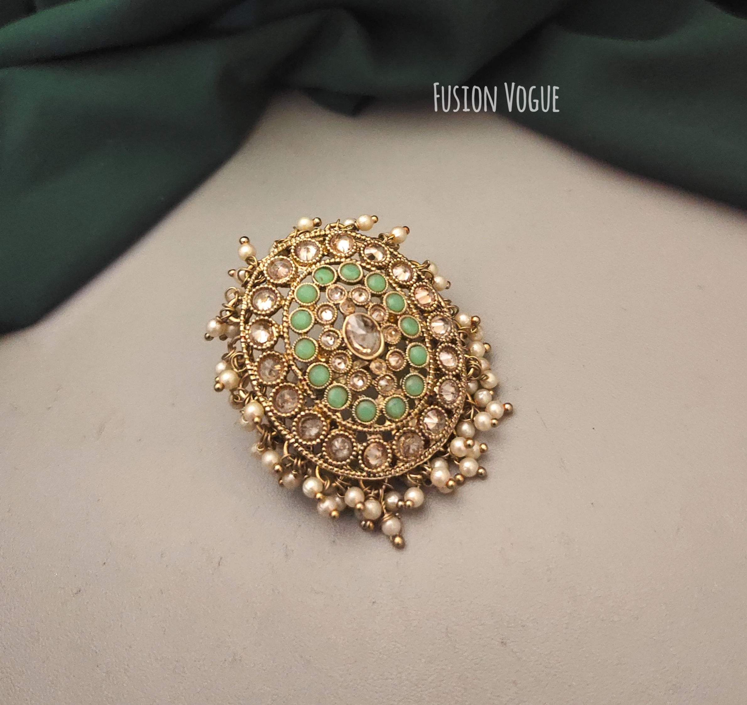 Rajwada Green Jumbo Adjustable Ring