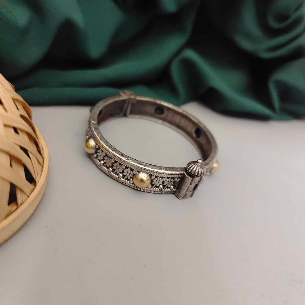 Thumbnail: SABHYA Silver Replica Kada with Golden Accents