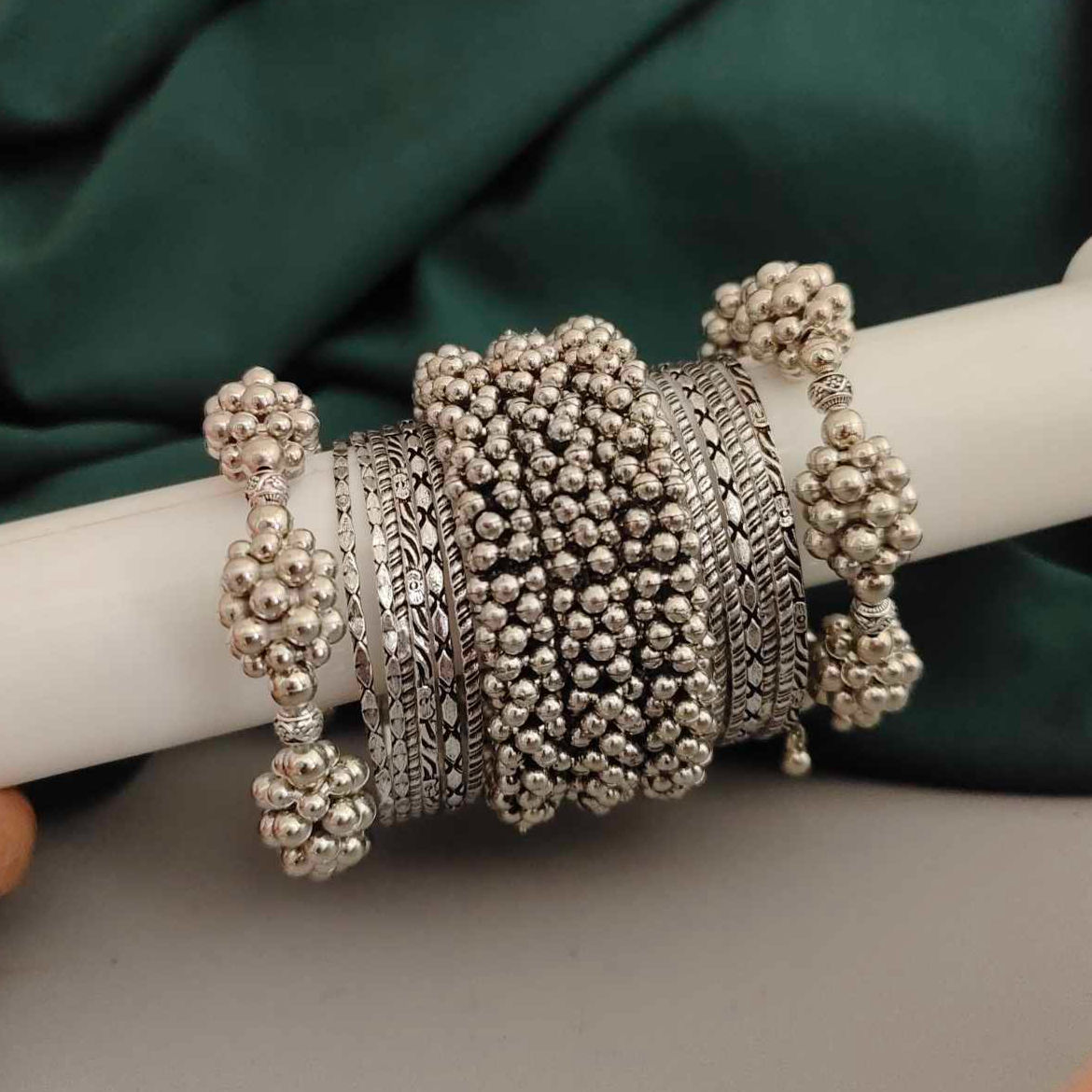 RUDRAVI Oxidised Ghungroo Bangle Stack fusion vogue