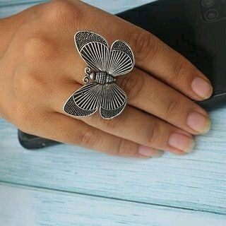 Thumbnail: Oxidized adjustable butterfly 🦋 ring
