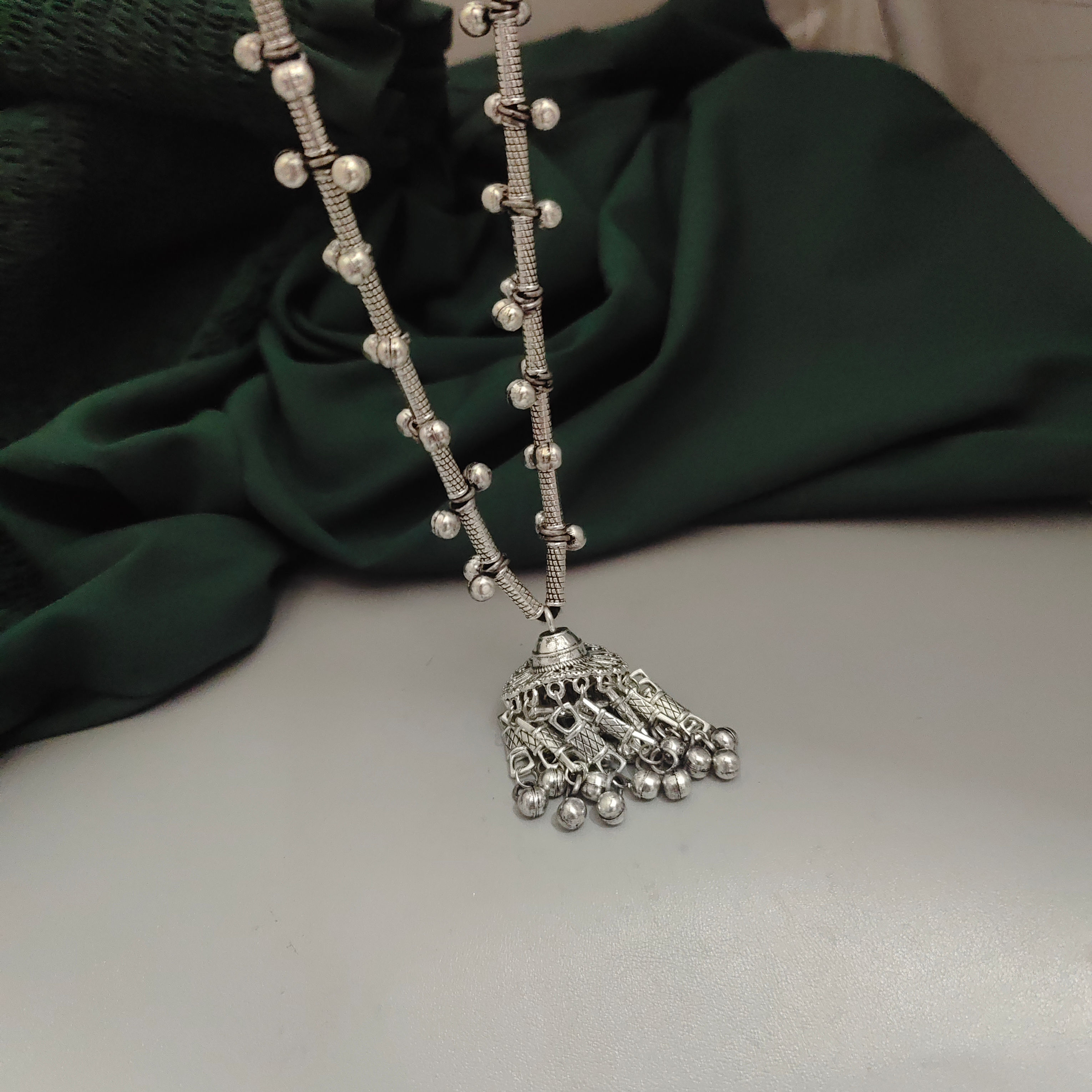 DEVIKA  Long Chain Afghan Necklace