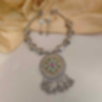 CHARITRA Oxidised Two Tone Hasli Necklace Earrings Set Fusion vogue