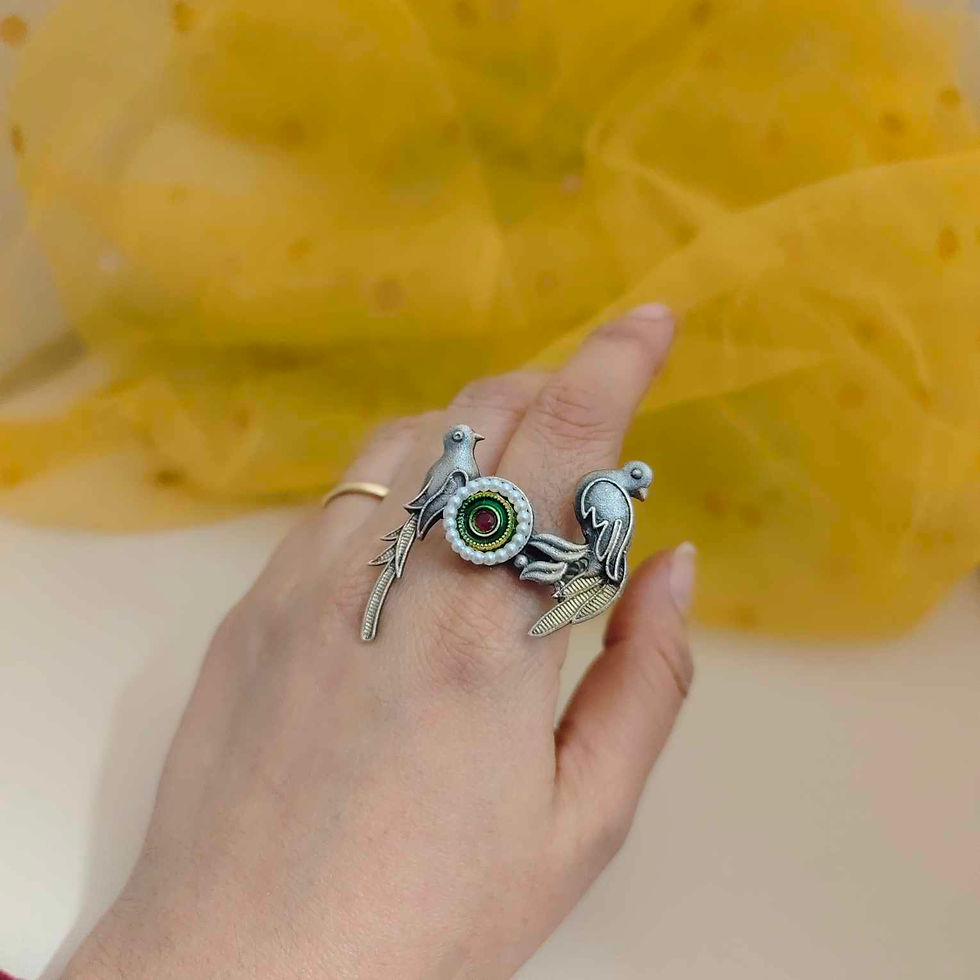 Thumbnail: BAANU Silver Replica Adjustable Bird Ring | Fusion vogue