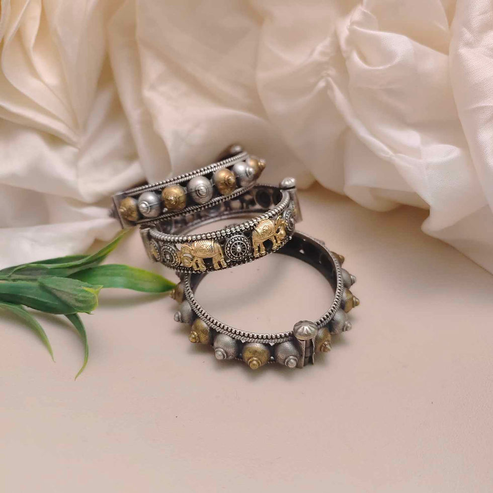 AARAV Silver Replica Dual Tone Screw Openable Bangle Set