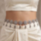Oxidized Silver Daisy Medallion Waist Chain with Leaf Dangles fusion vogue