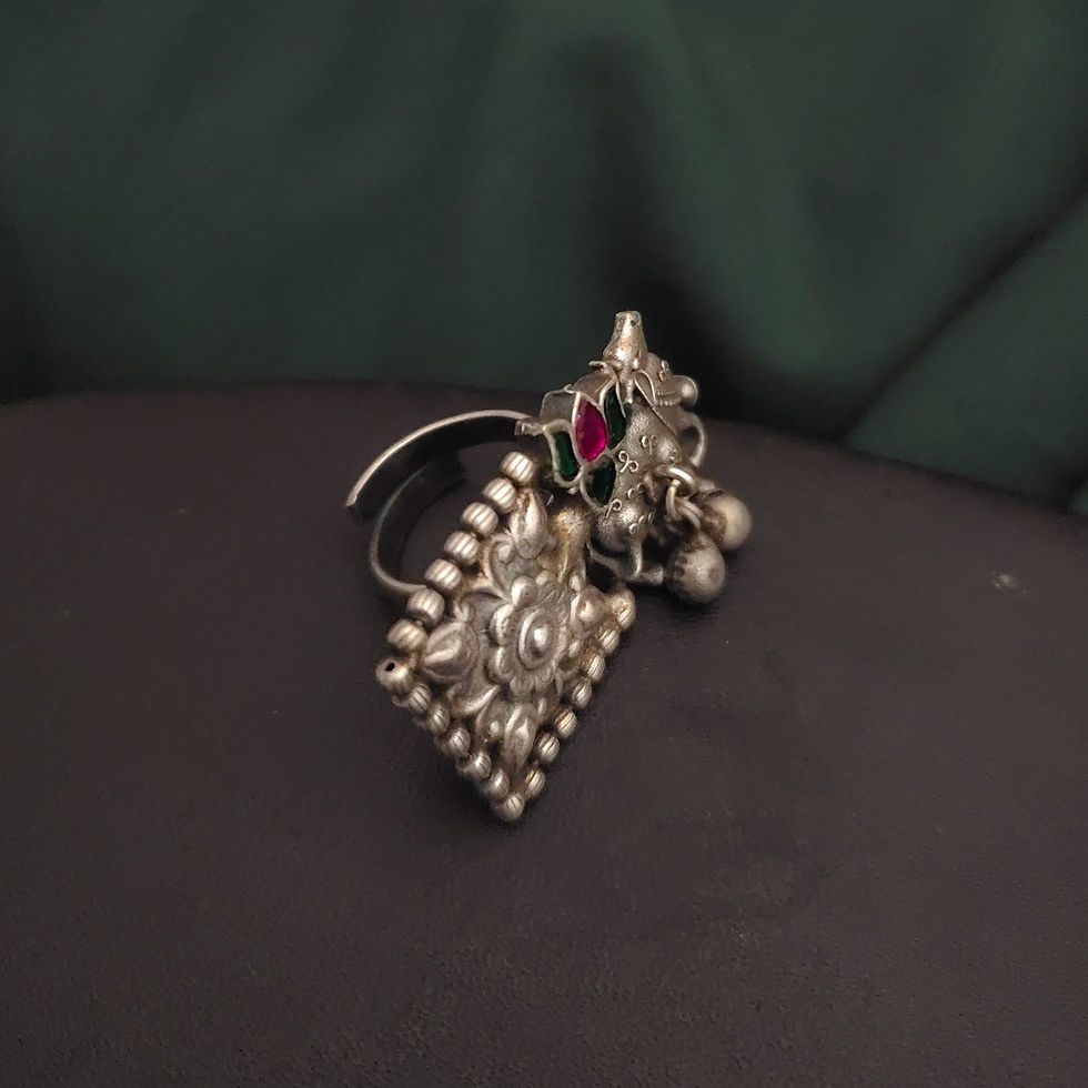 Thumbnail: Silver Lookalike Temple Adjustable Finger Ring