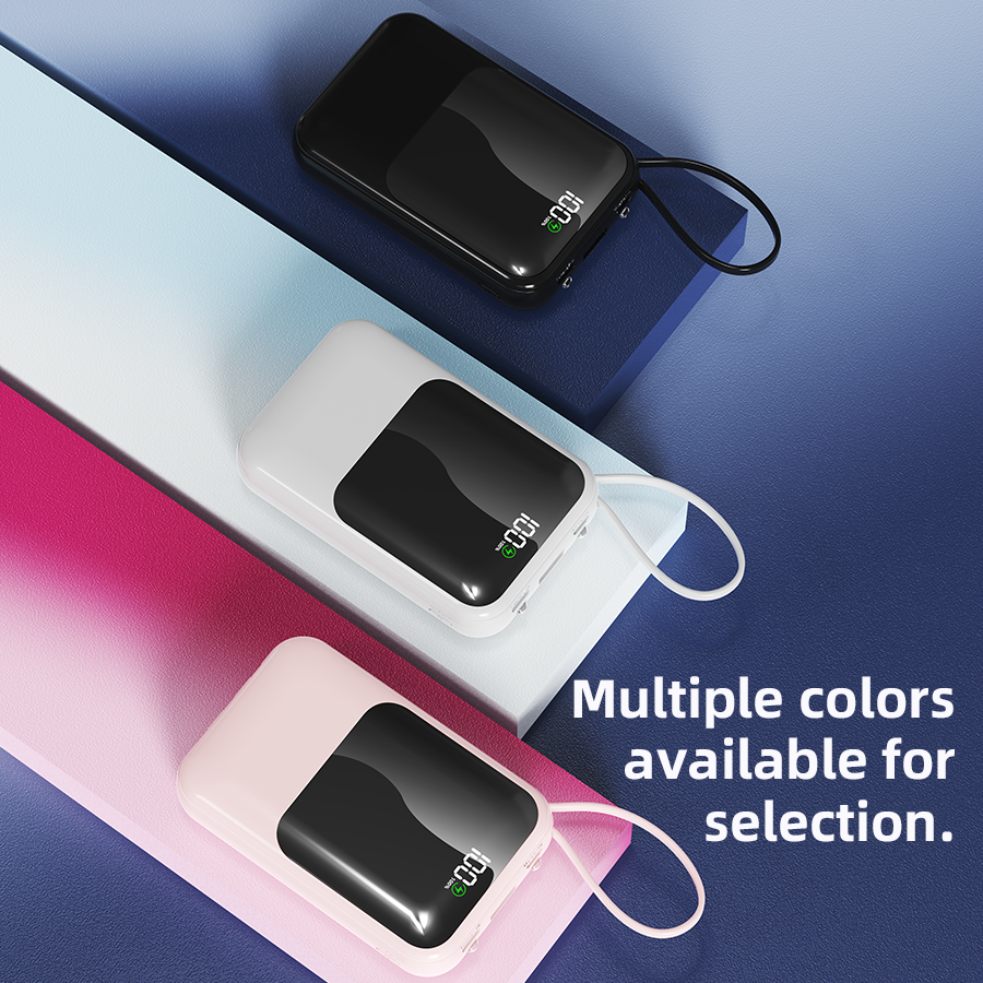 Thumbnail: 10,000mAh Fast Charging Power Bank – Built-In Cables & Digital Display