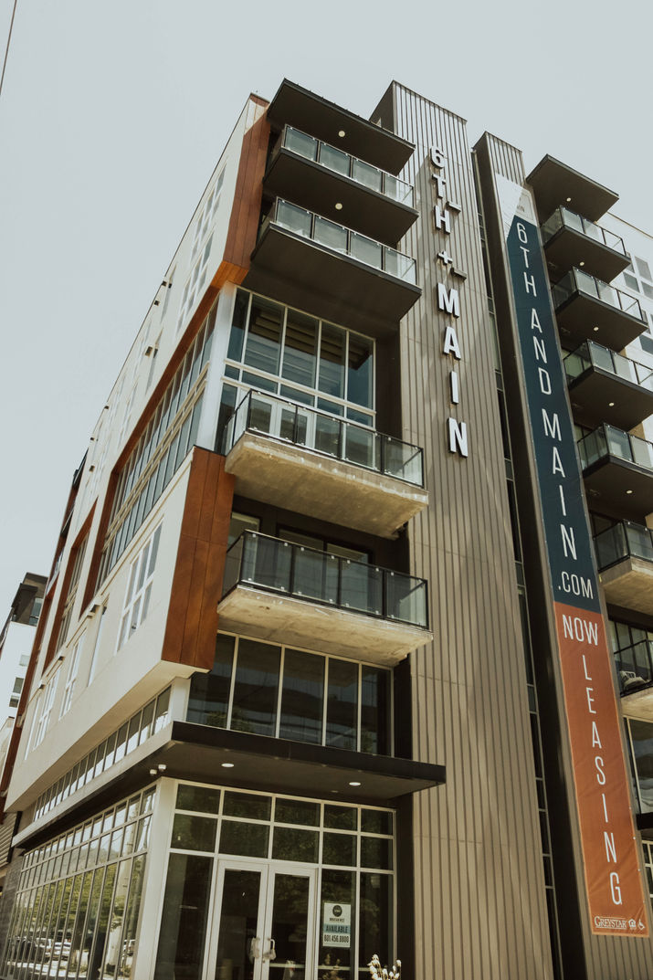"6th + Main" Exterior signage