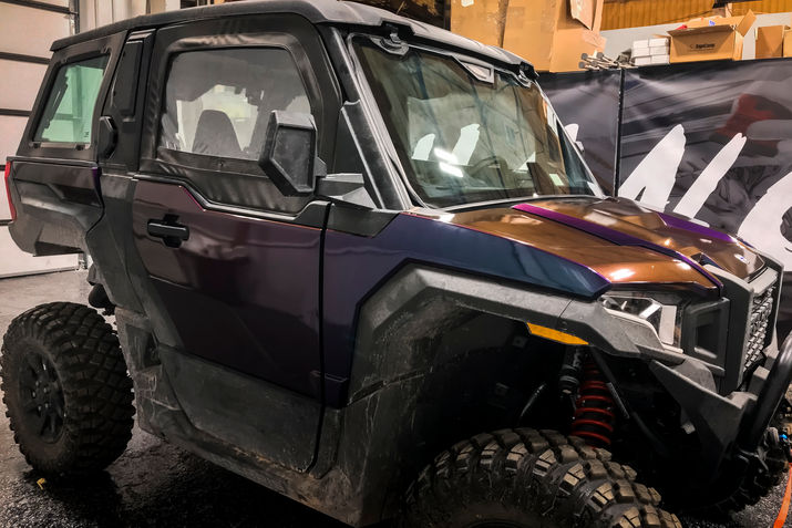 Color shift vinyl wrapped Polaris hood