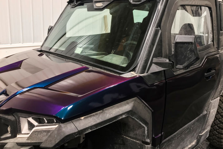 Color shift vinyl wrapped Polaris front end 