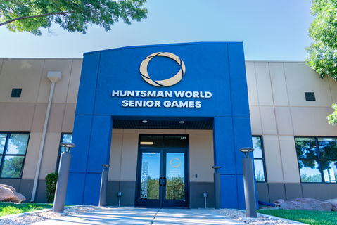 "Huntsman World Senior Games" Exterior signage including Huntsman logo