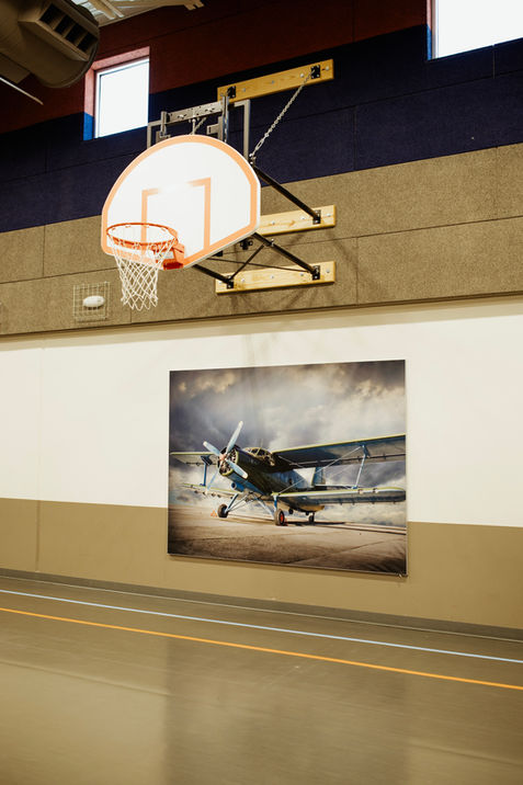 Custom SEG display featuring biplane. 