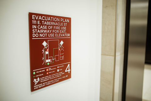 "Evacuation Plan" printed acrylic map 