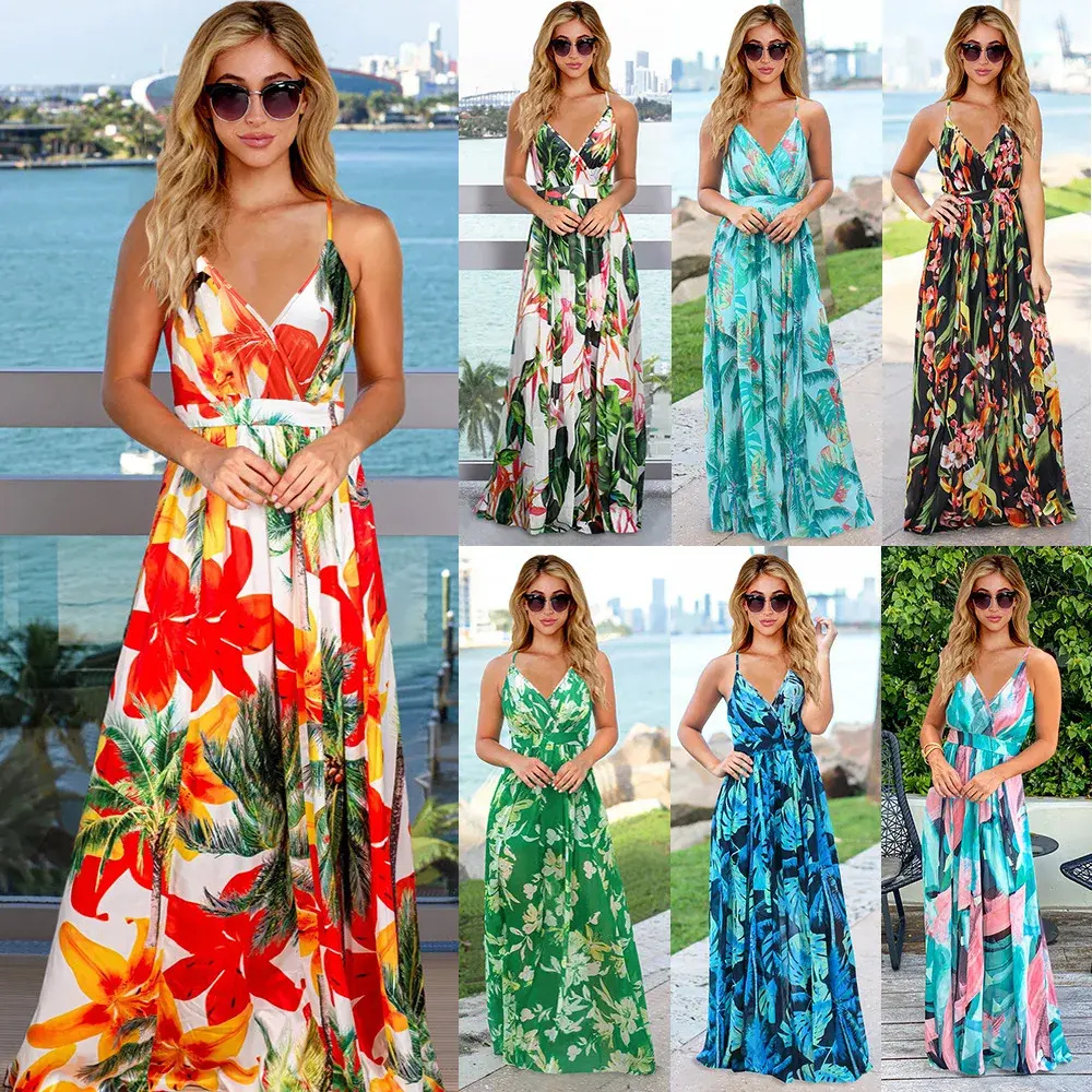 Plus Size Women's Clothing Long Summer Dress Cami Maxi  Floral Sundress