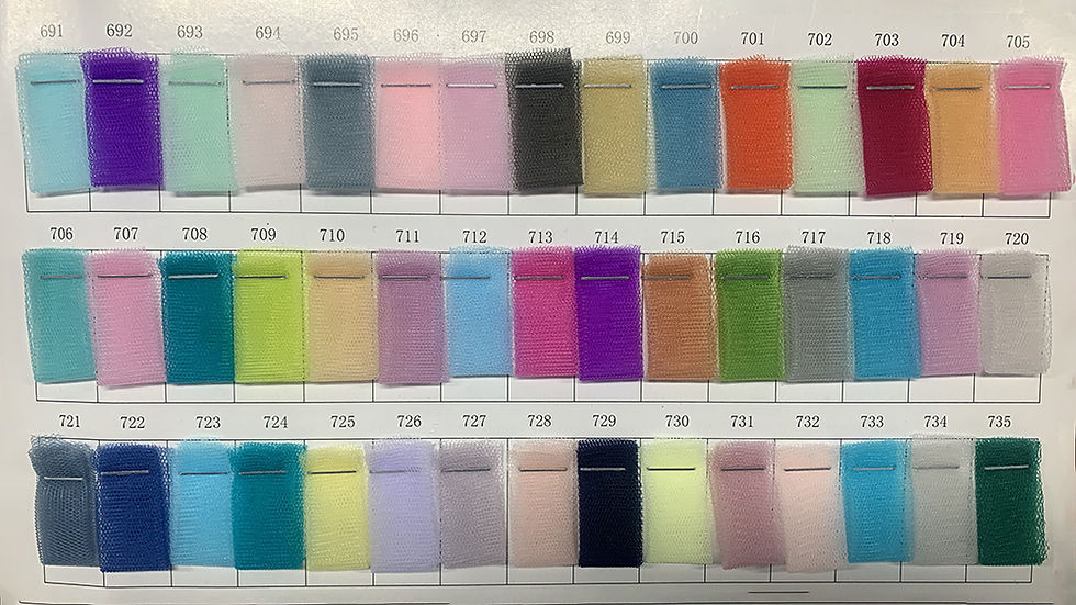 Thumbnail: Satin and tulle fabric color swatches for prom gowns