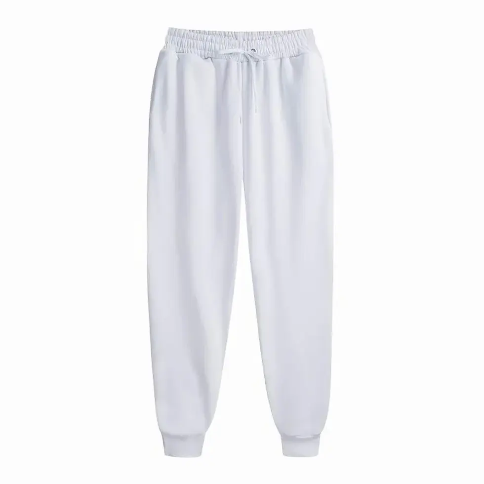 Thumbnail: White high-waisted sweatpants with cuffed ankles