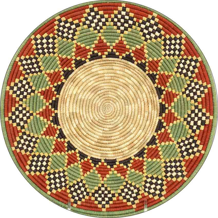 Thumbnail: Colorful traditional Ethiopian floral pattern basket background.