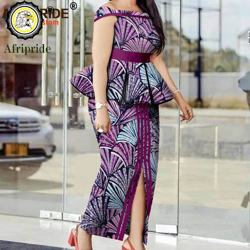Thumbnail: African print matching crop top and maxi skirt set