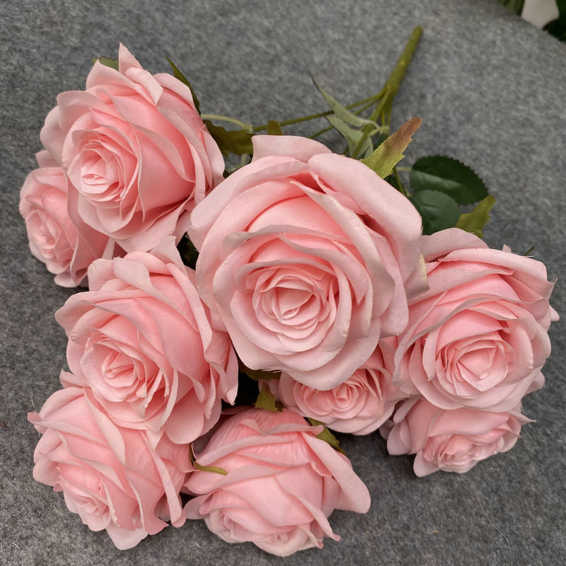 Thumbnail: Pink artificial silk rose bouquet for wedding decoration